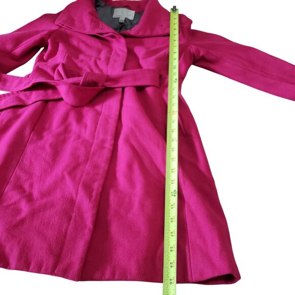 Old Navy Womens Magenta Pink Wool Blend Trench Coat Size S Bold Preppy Classic - Picture 3 of 8